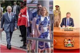 Photo collage of King Charles III, Jill Biden and Petr Fiala.